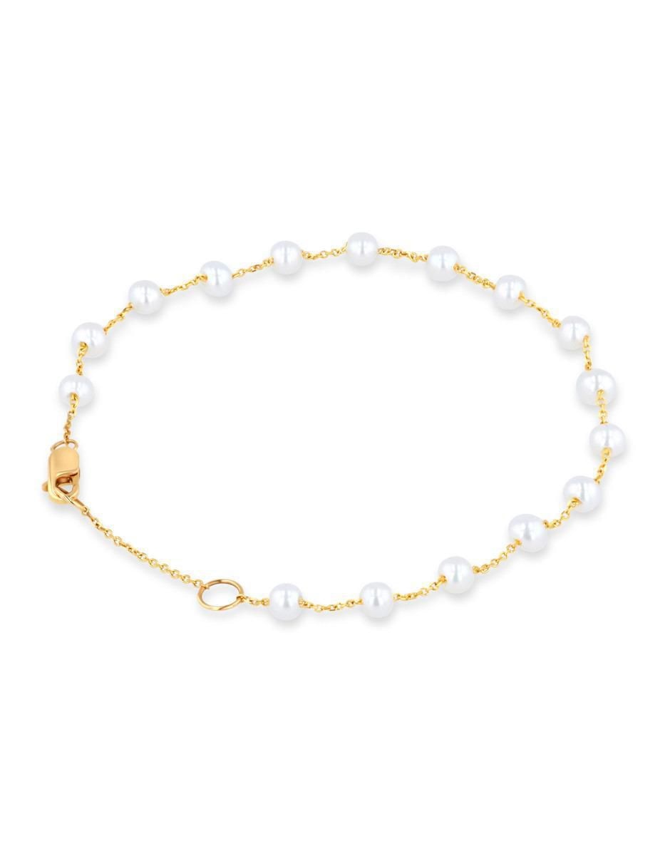 Pulsera de oro amarillo con perla 14 K acabado brillante 3
