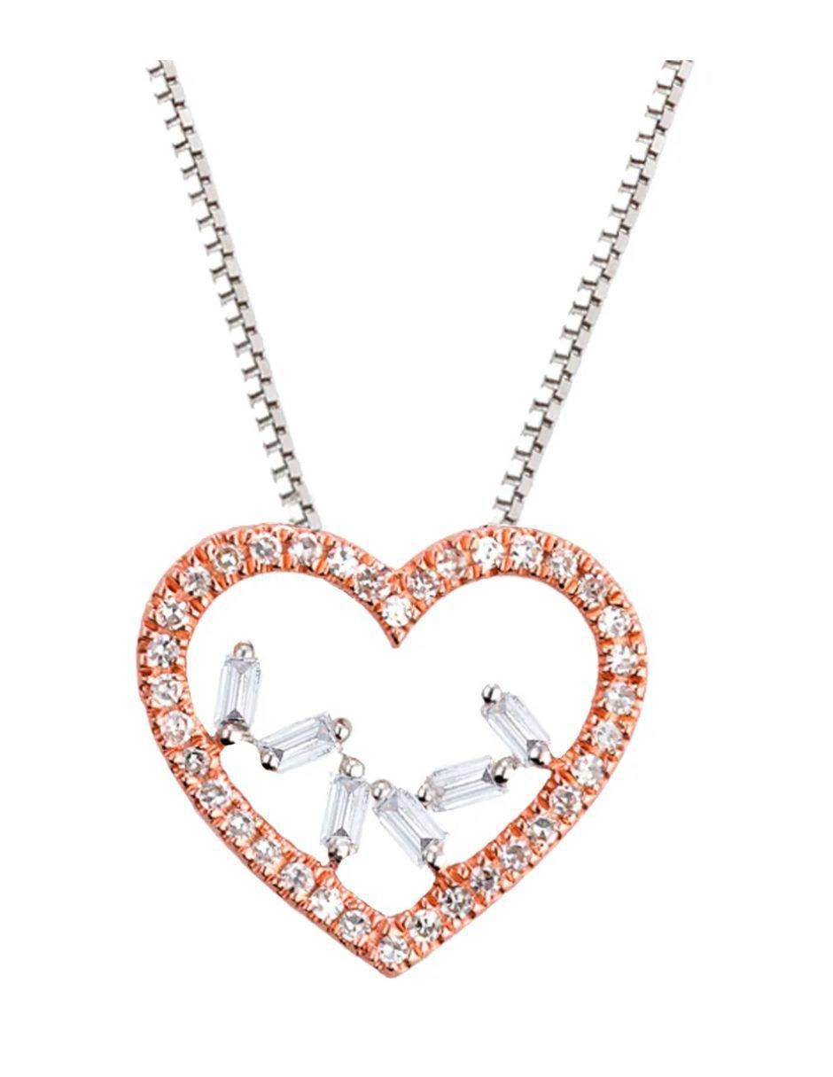 Collar con dije de corazón de oro rosa 14 K Collar con dije de corazón de oro rosa 14 K