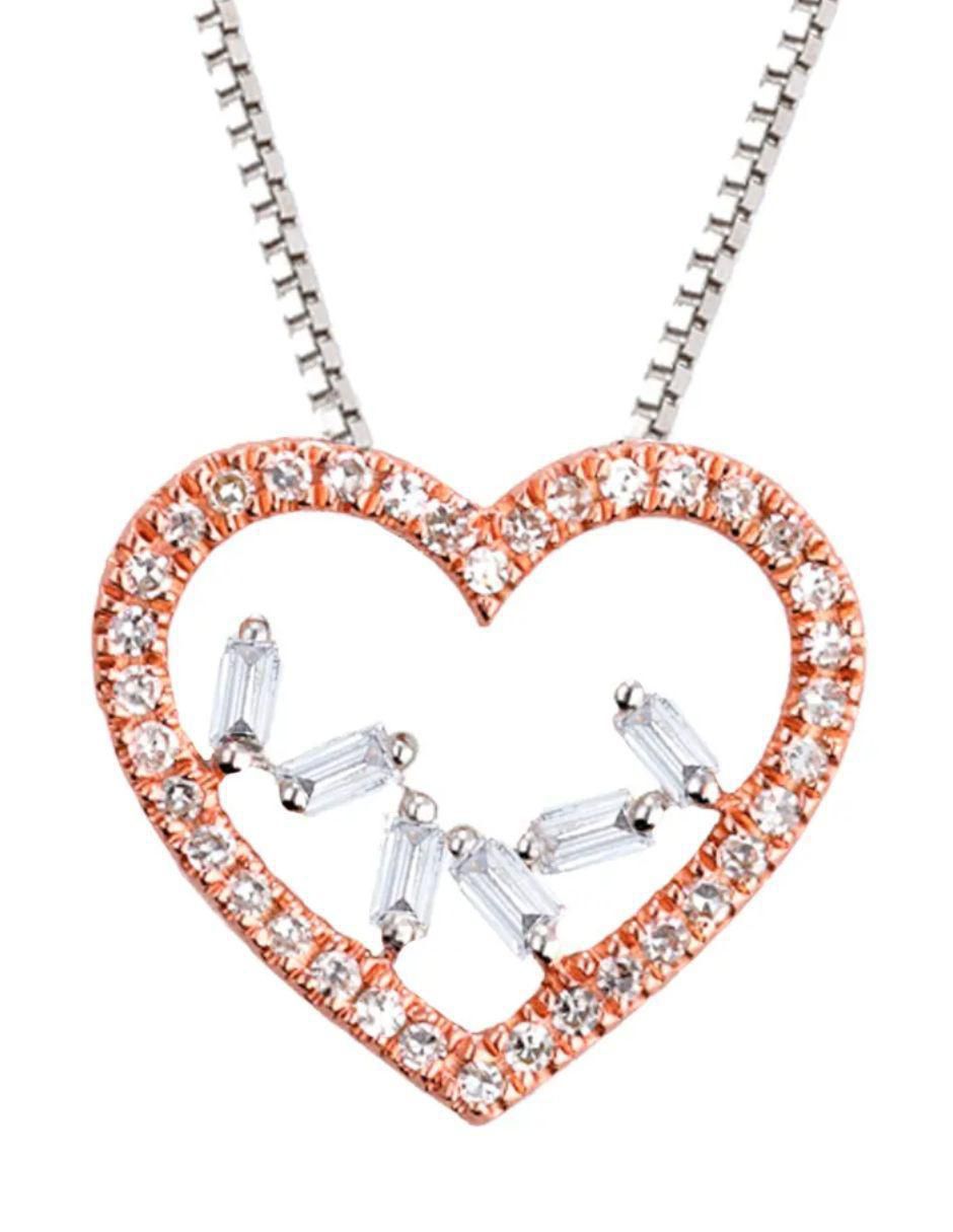 Collar con dije corazón de oro rosa 14 K 2