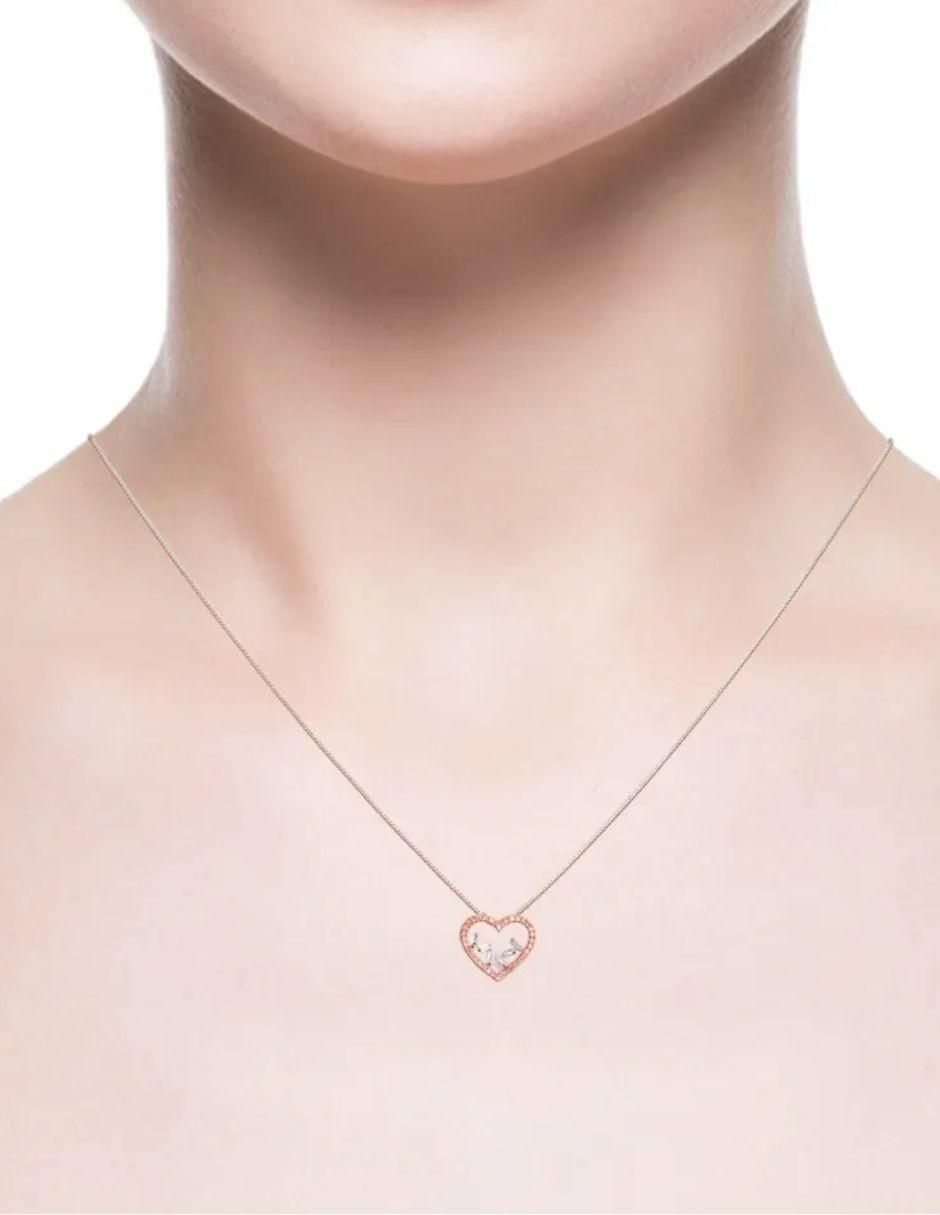 Collar con dije corazón de oro rosa 14 K 3