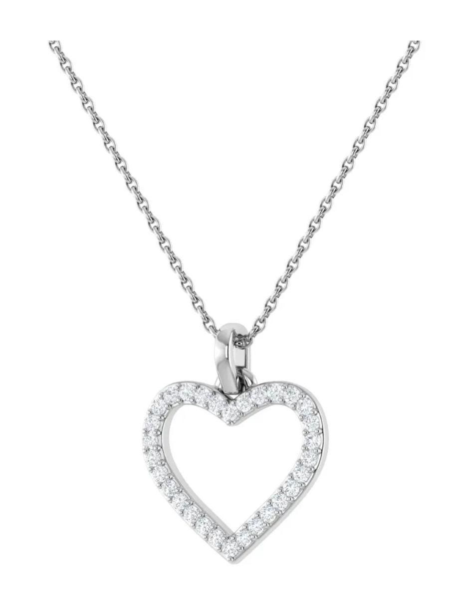 Collar con dije corazón de oro blanco 14 K 2