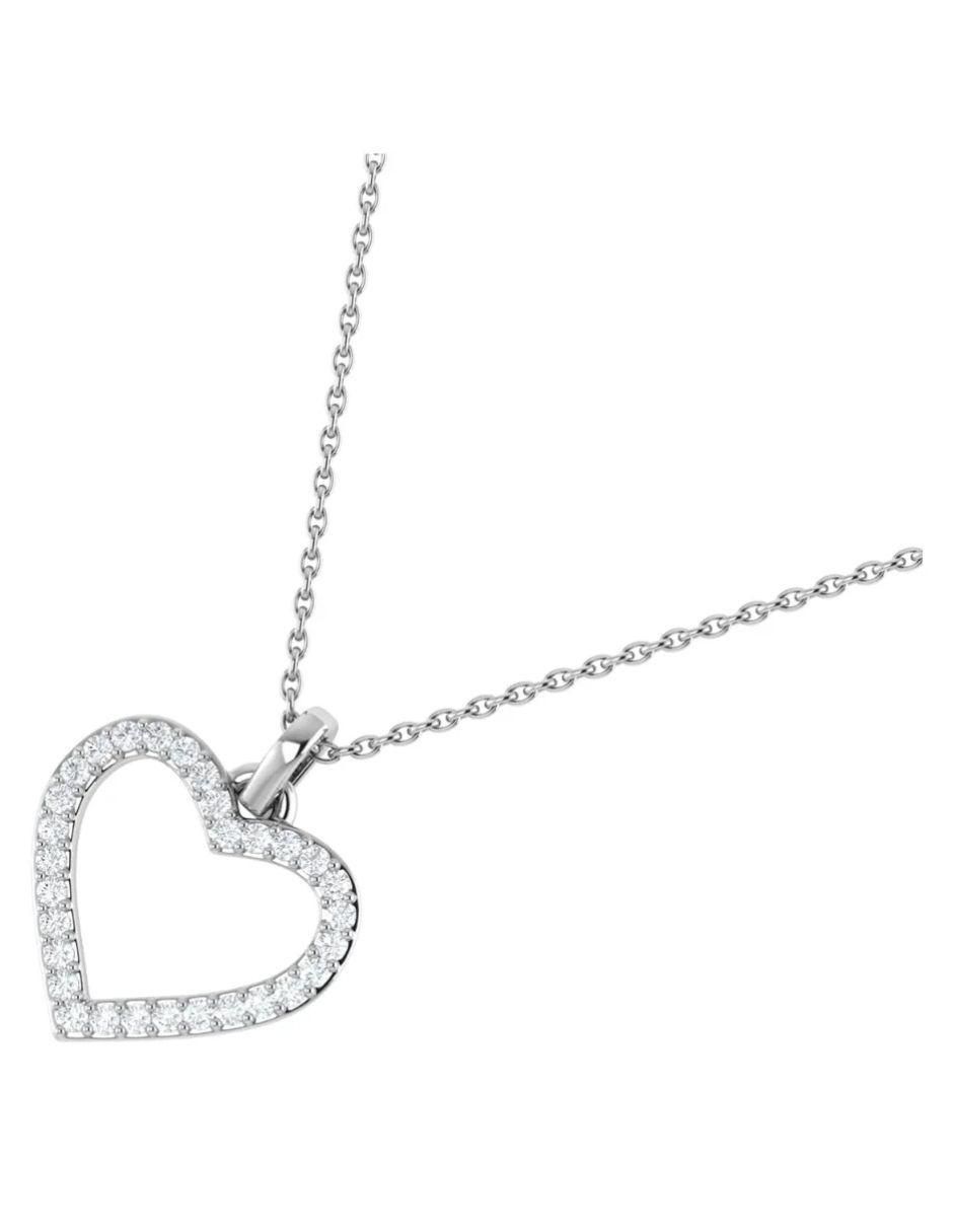 Collar con dije corazón de oro blanco 14 K 3