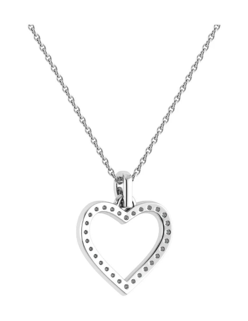 Collar con dije corazón de oro blanco 14 K 5