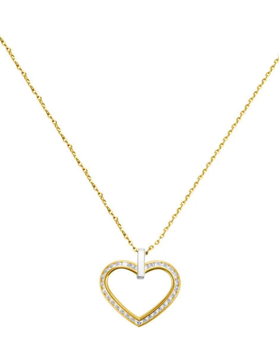 Collar con dije de corazón de oro amarillo 14 K Collar con dije de corazón de oro amarillo 14 K