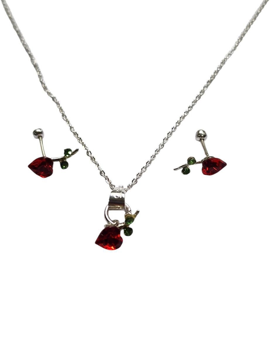 Aretes y collar "de (si aplica)" corazón limerence by claudia herrera cerezas no aplica "de" plata p 925 zirconia