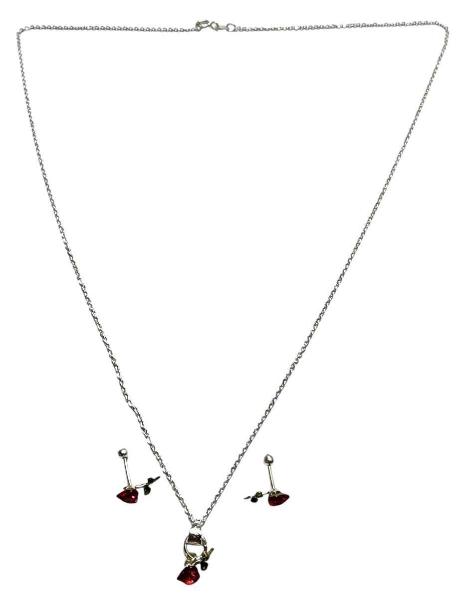 Aretes y collar "de (si aplica)" corazón limerence by claudia herrera cerezas no aplica "de" plata p 925 zirconia