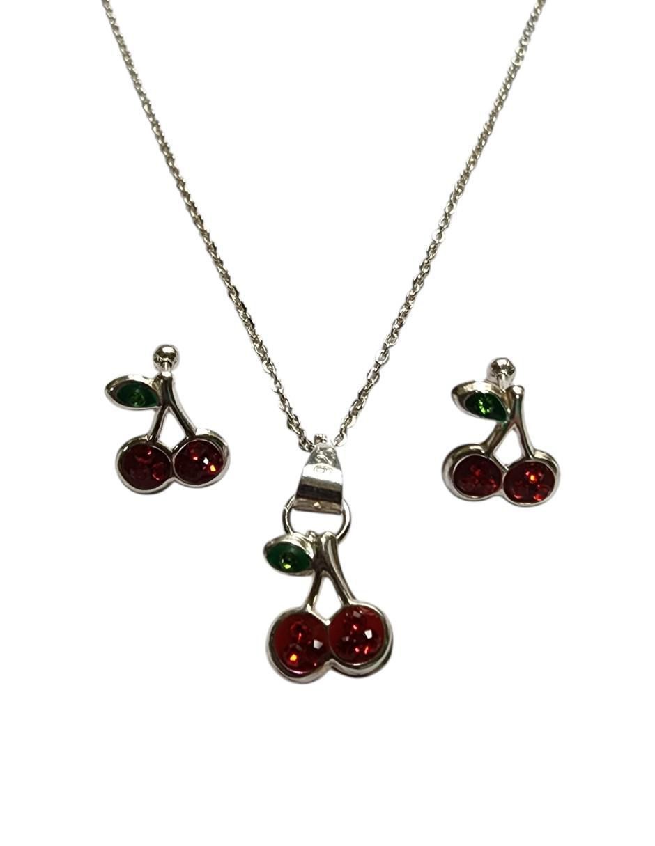 Aretes y collar "de (si aplica)" redonda limerence by claudia herrera cerezas no aplica "de" plata p 925 zirconia
