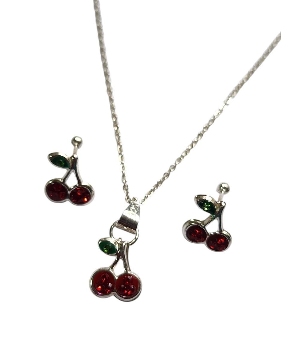 Aretes y collar "de (si aplica)" redonda limerence by claudia herrera cerezas no aplica "de" plata p 925 zirconia