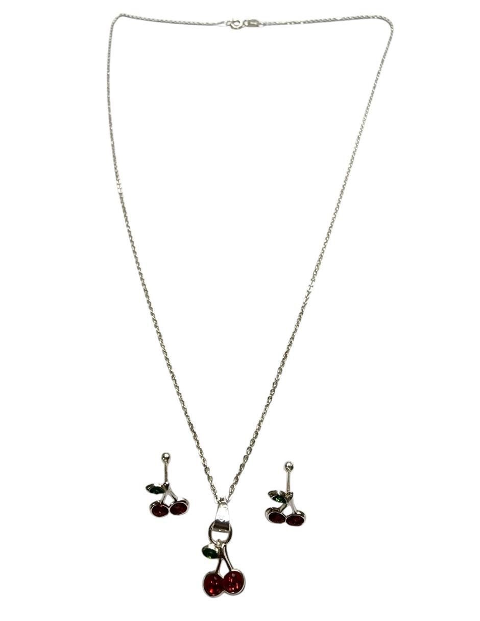Aretes y collar "de (si aplica)" redonda limerence by claudia herrera cerezas no aplica "de" plata p 925 zirconia