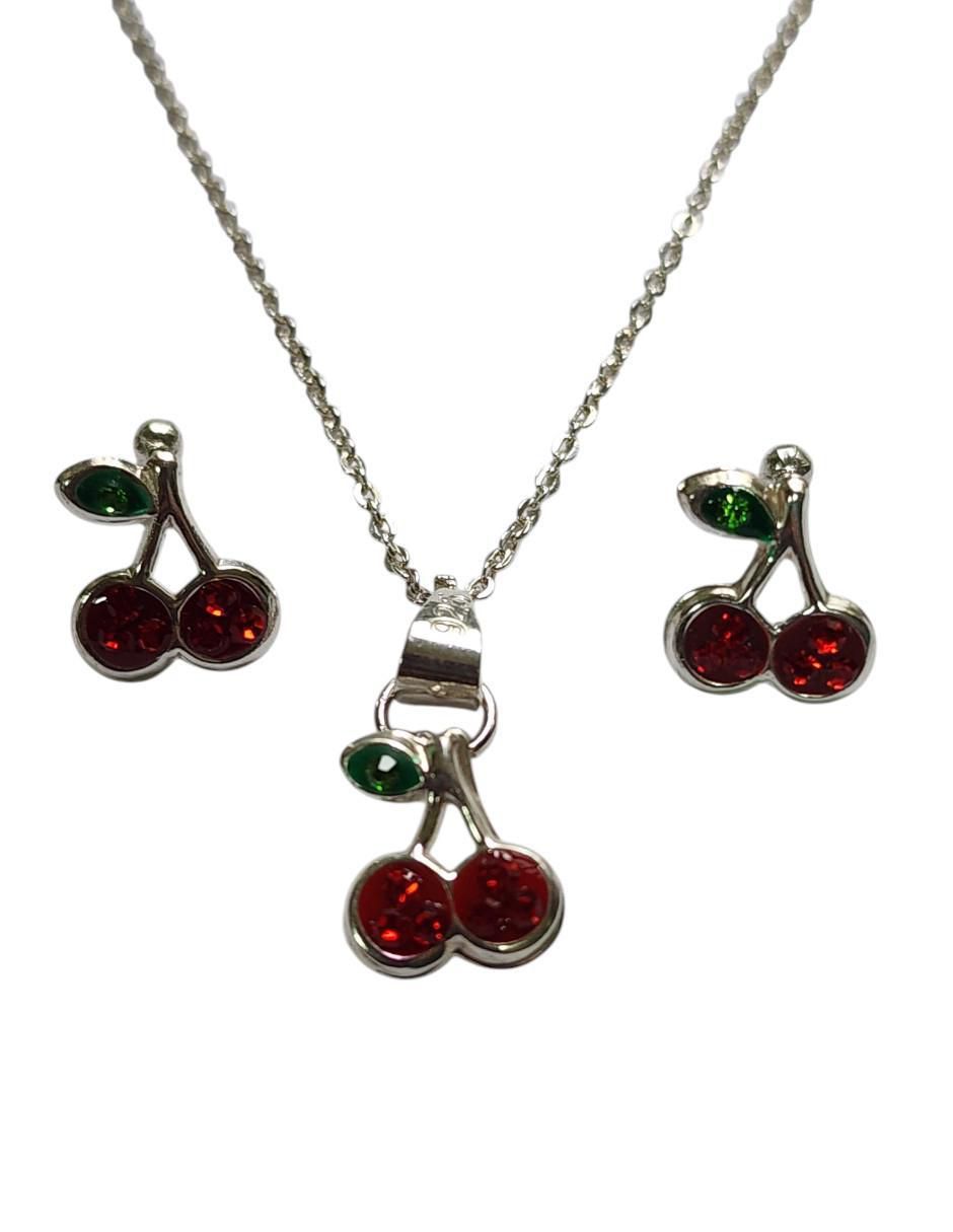 Aretes y collar "de (si aplica)" redonda limerence by claudia herrera cerezas no aplica "de" plata p 925 zirconia