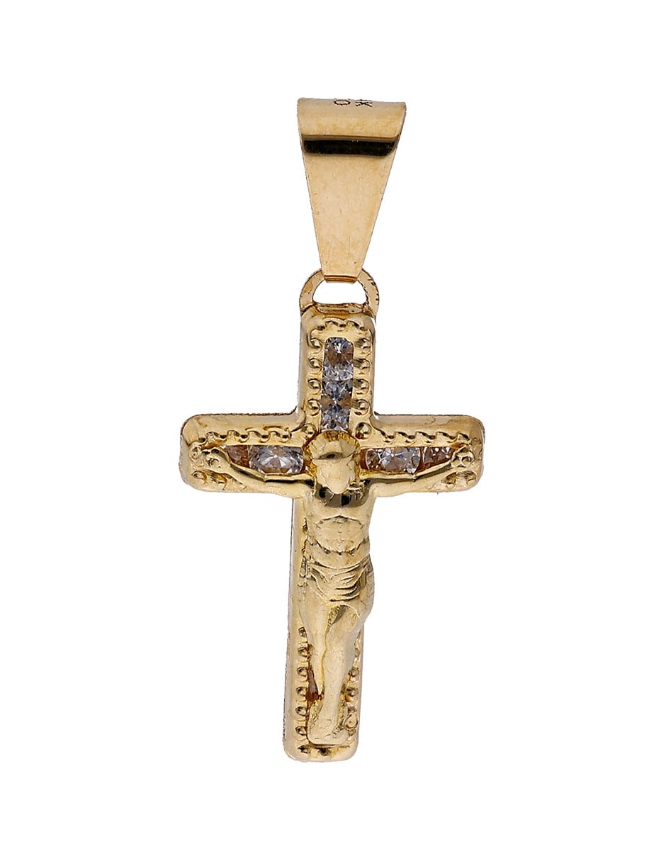 Dije de cruz Fonelli de oro 14 k zirconia