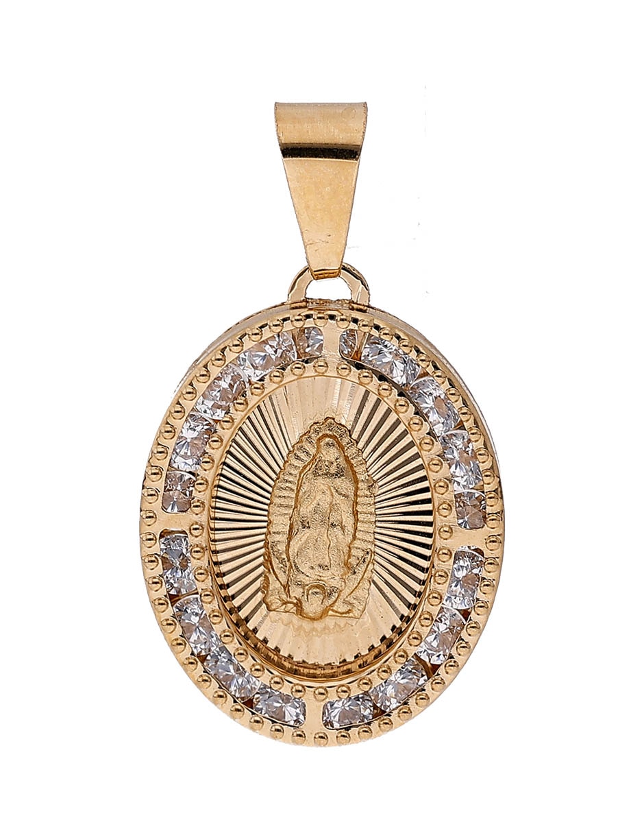 Medalla ovalada Fonelli de oro 14 k zirconia