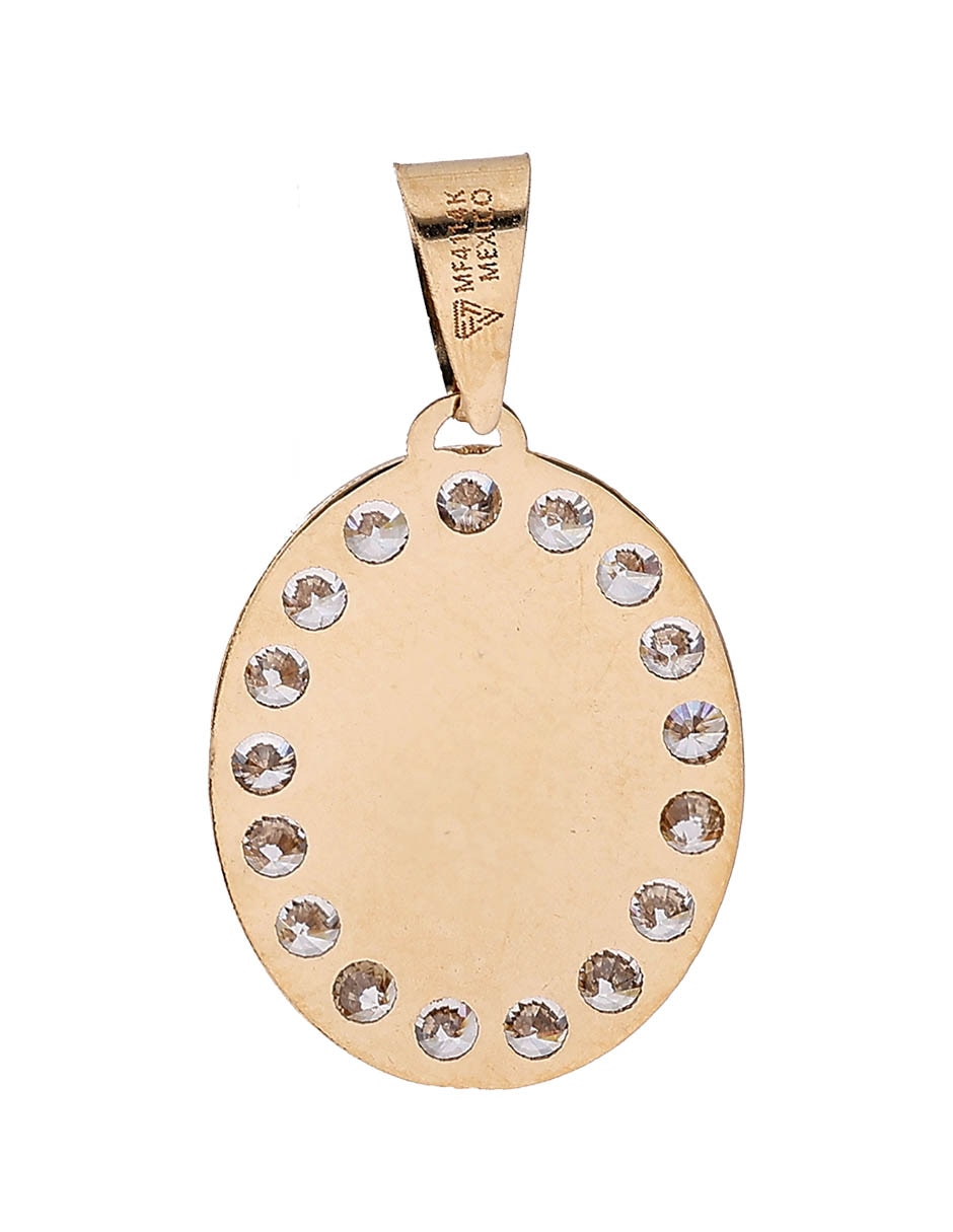 Medalla ovalada Fonelli de oro 14 k zirconia