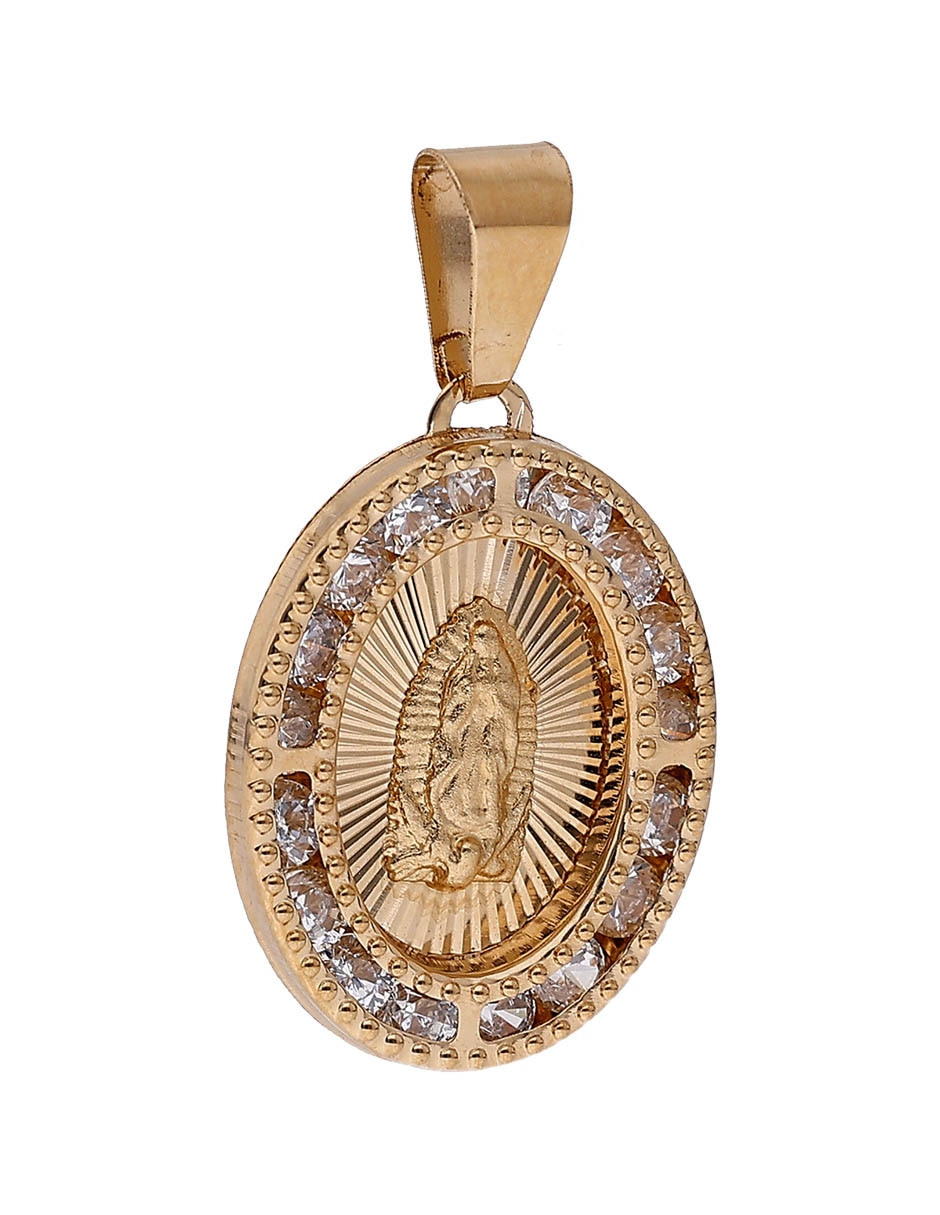 Medalla ovalada de oro 14 k zirconia