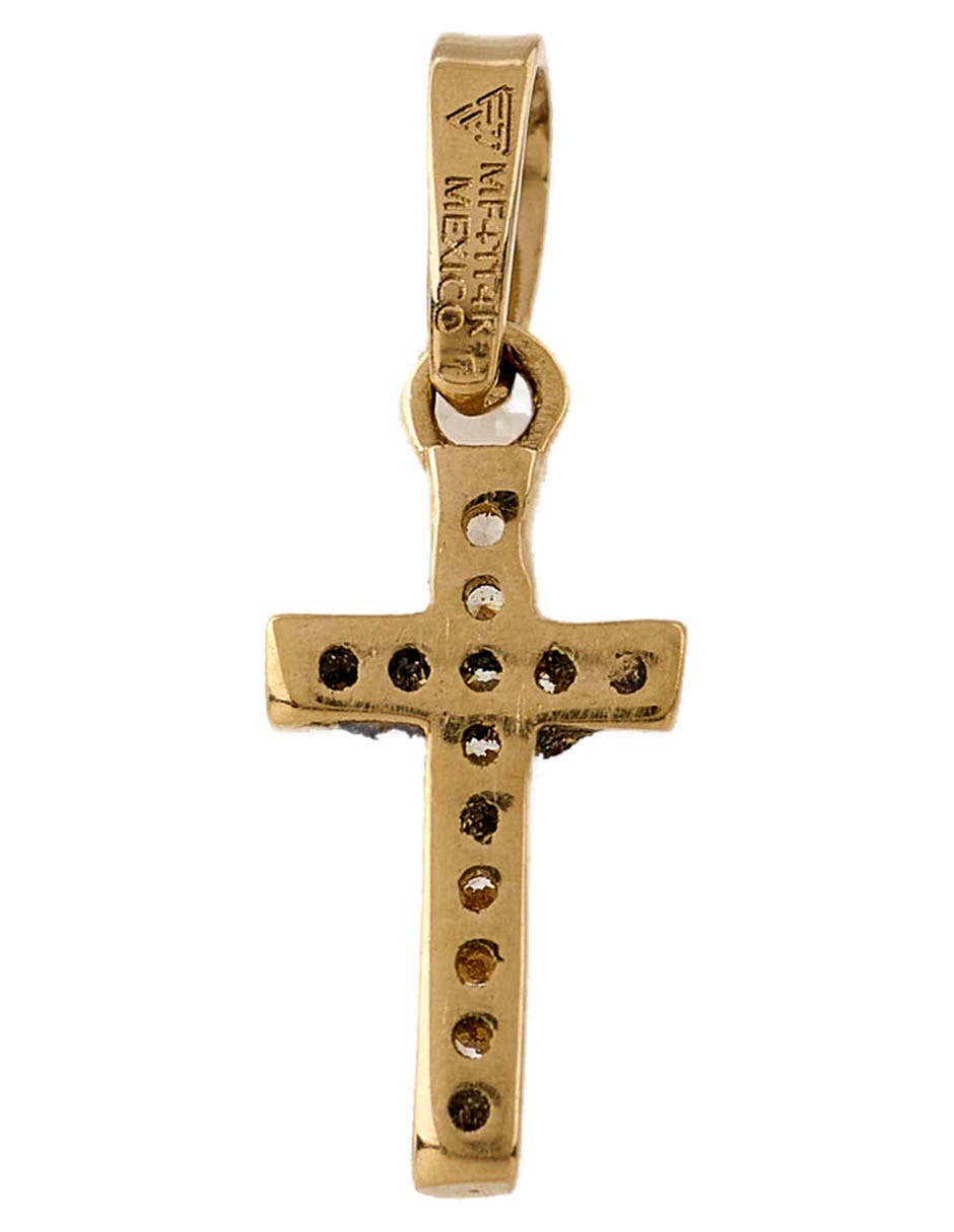 Dije de cruz de oro amarillo 14 k zirconia 3
