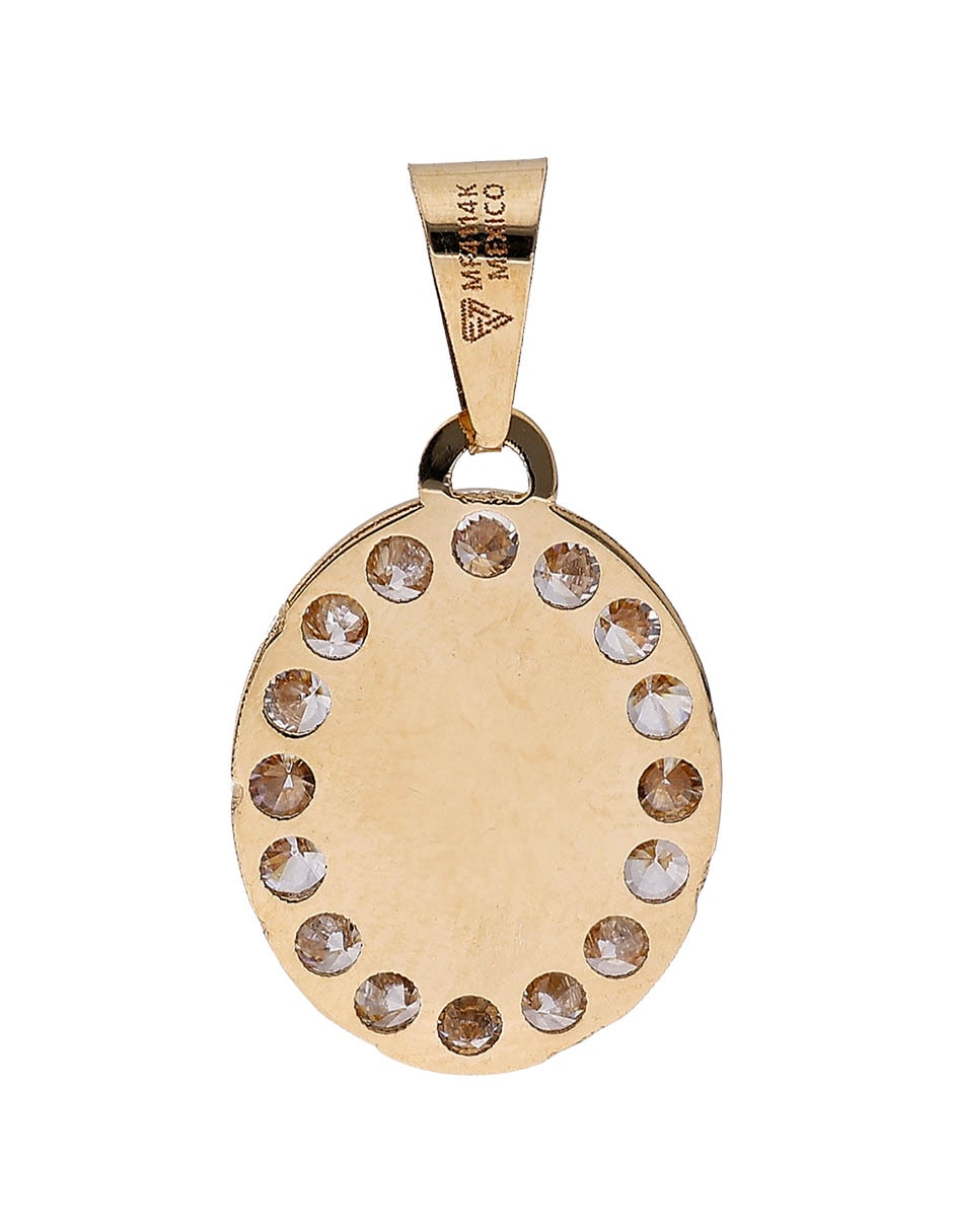 Medalla ovalada Fonelli de oro 14 k zirconia