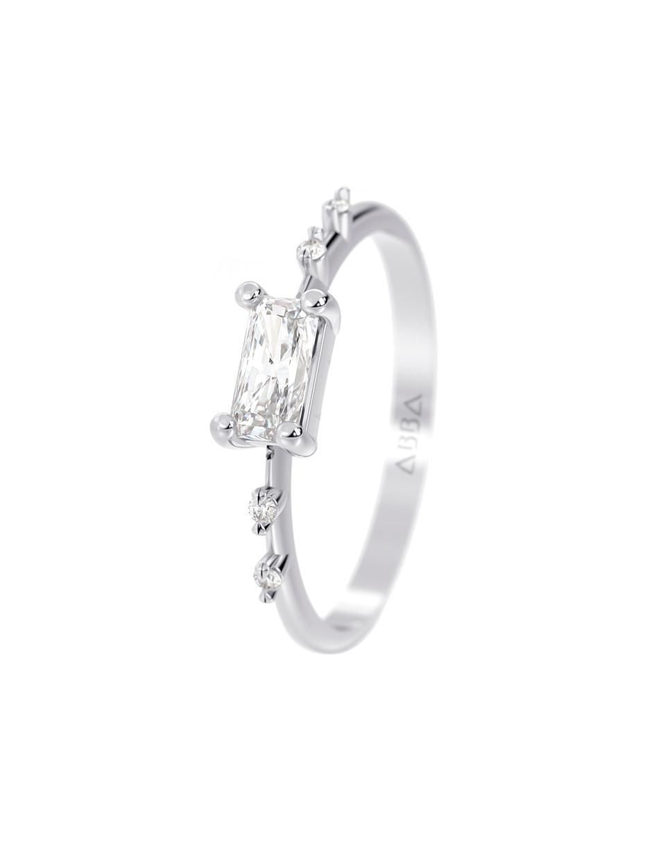 Anillo rectangular 10 k de oro zirconia brillante 2