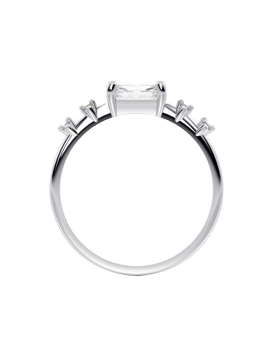 Anillo rectangular 10 k de oro zirconia brillante 3