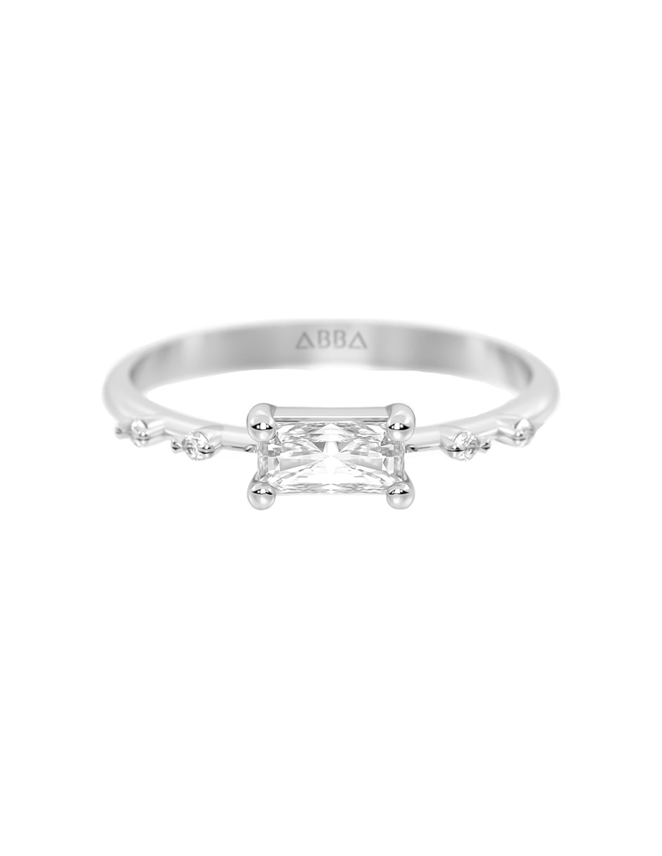 Anillo rectangular 14 k de oro zirconia brillante Anillo rectangular 14 k de oro zirconia brillante