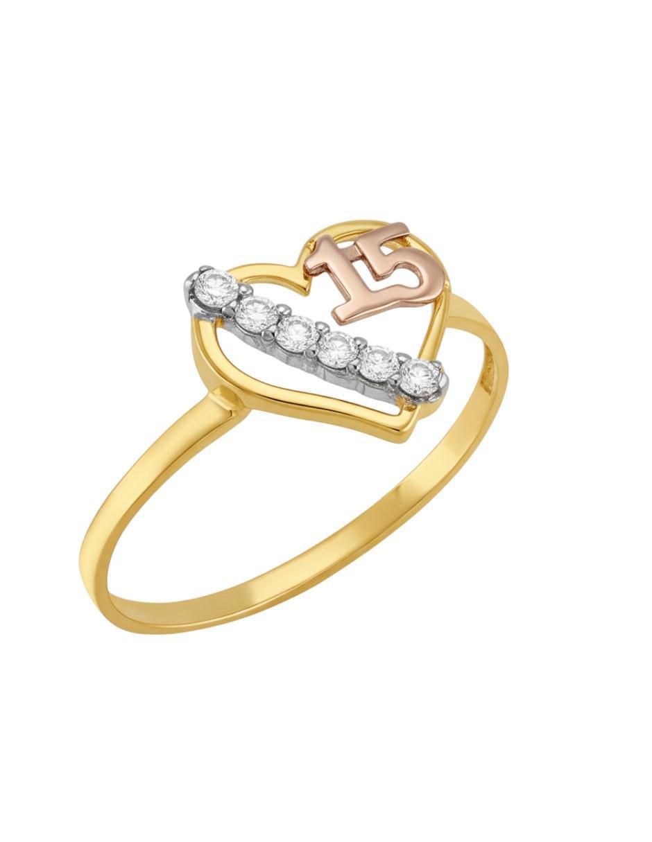 Anillo de corazón 10 k de oro zirconia brillante Anillo de corazón 10 k de oro zirconia brillante