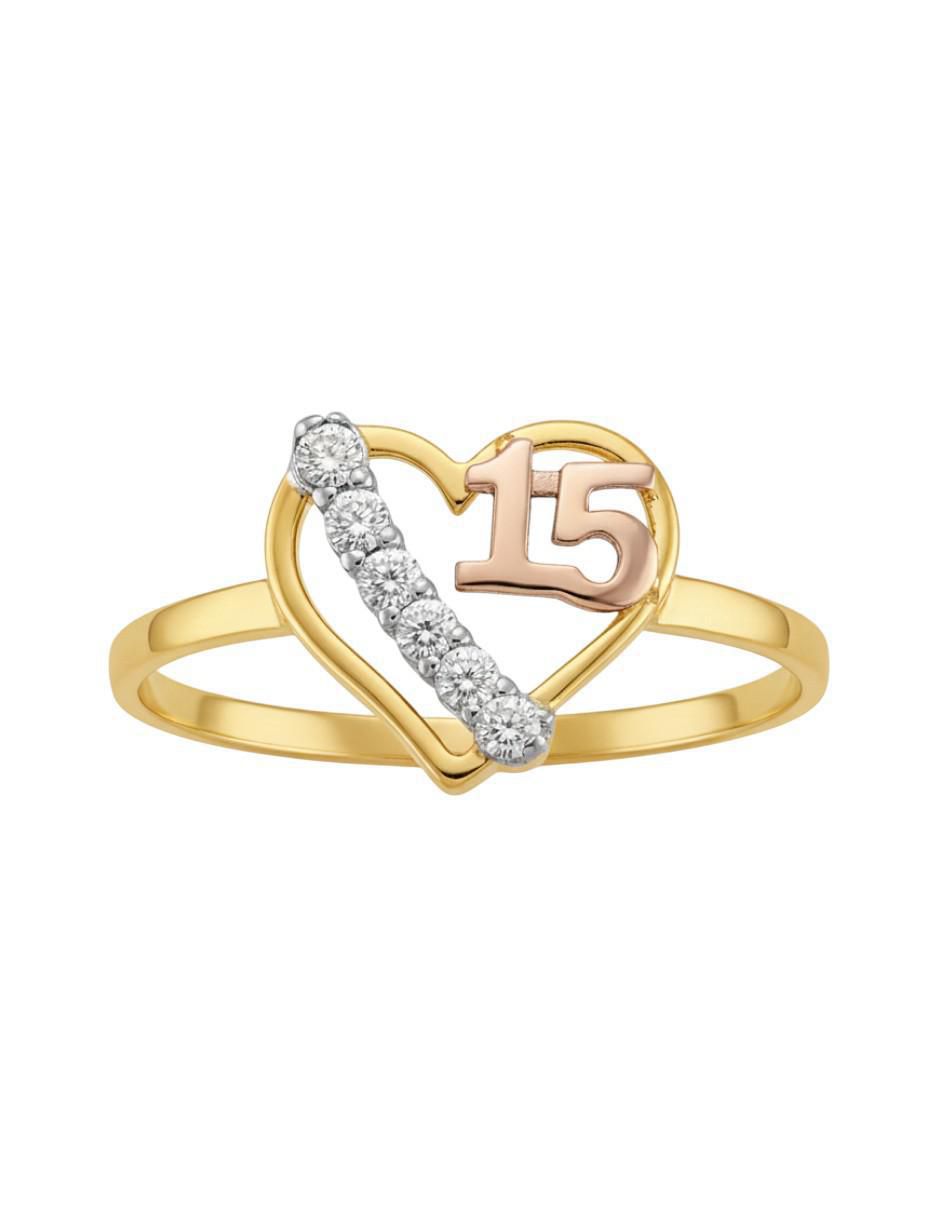 Anillo de corazón 10 k de oro zirconia brillante 4