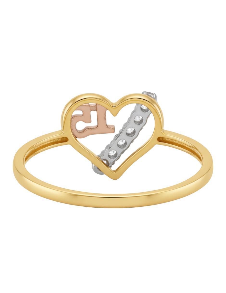 Anillo de corazón 10 k de oro zirconia brillante 3