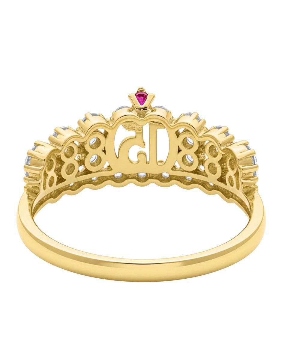 Anillo de corona 10 k de oro zirconia brillante