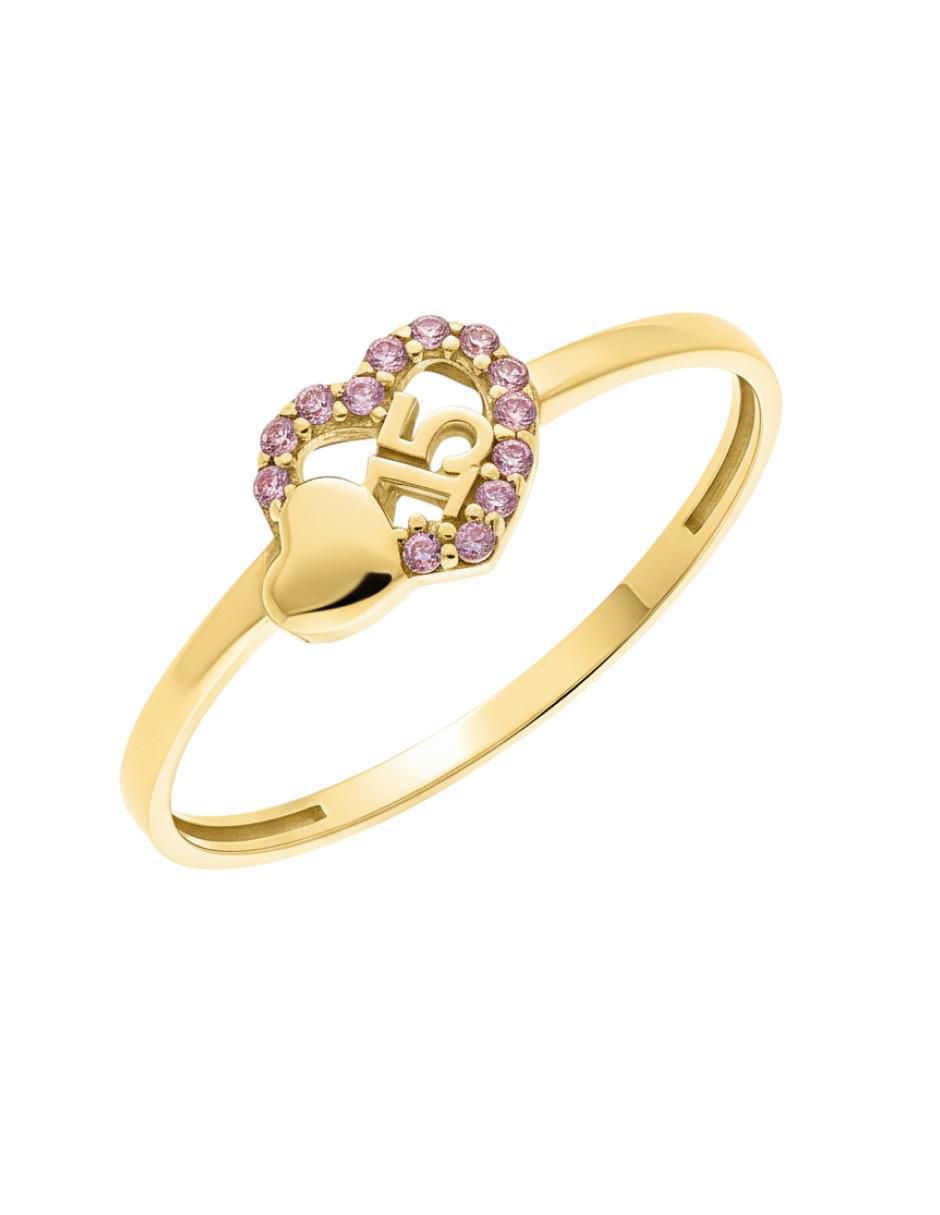Anillo de corazón 10 k de oro zirconia brillante Anillo de corazón 10 k de oro zirconia brillante