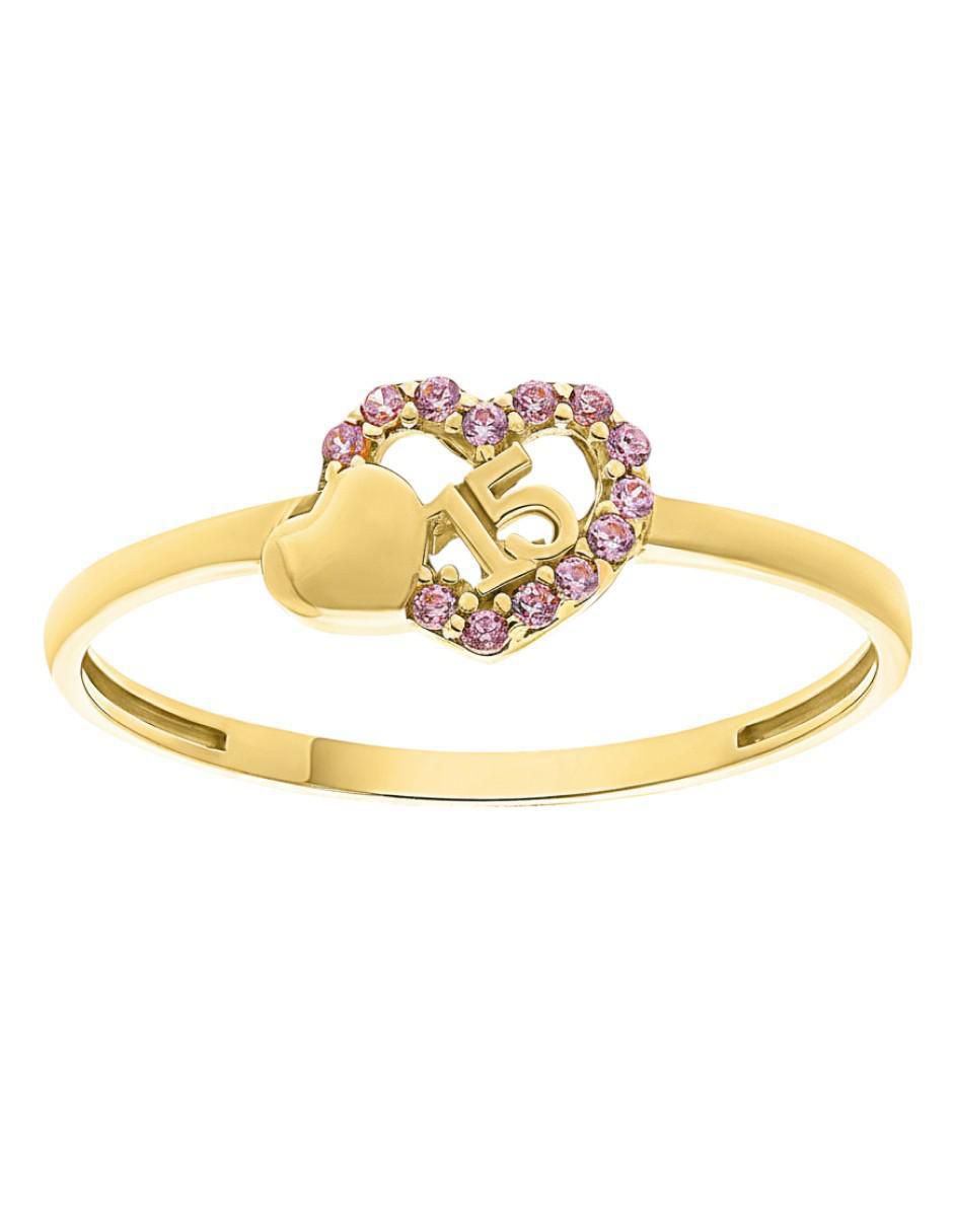 Anillo de corazón 10 k de oro zirconia brillante 4