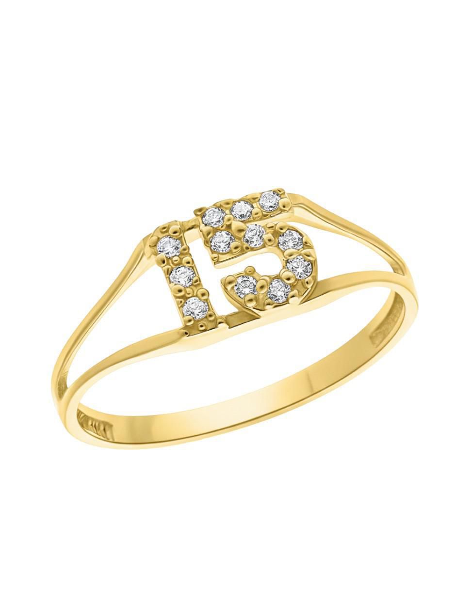 Anillo 10 k de oro zirconia brillante Anillo 10 k de oro zirconia brillante