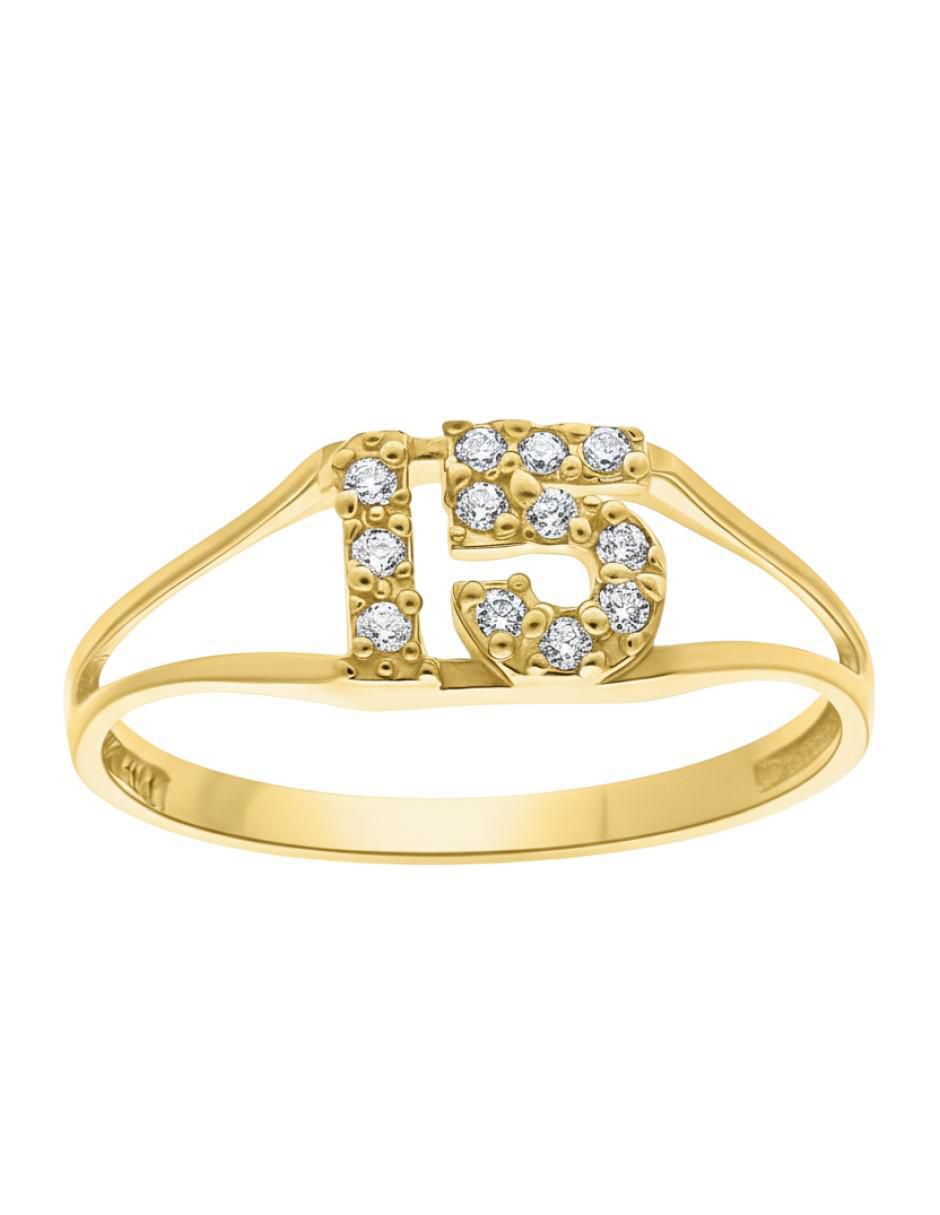 Anillo 10 k de oro zirconia brillante