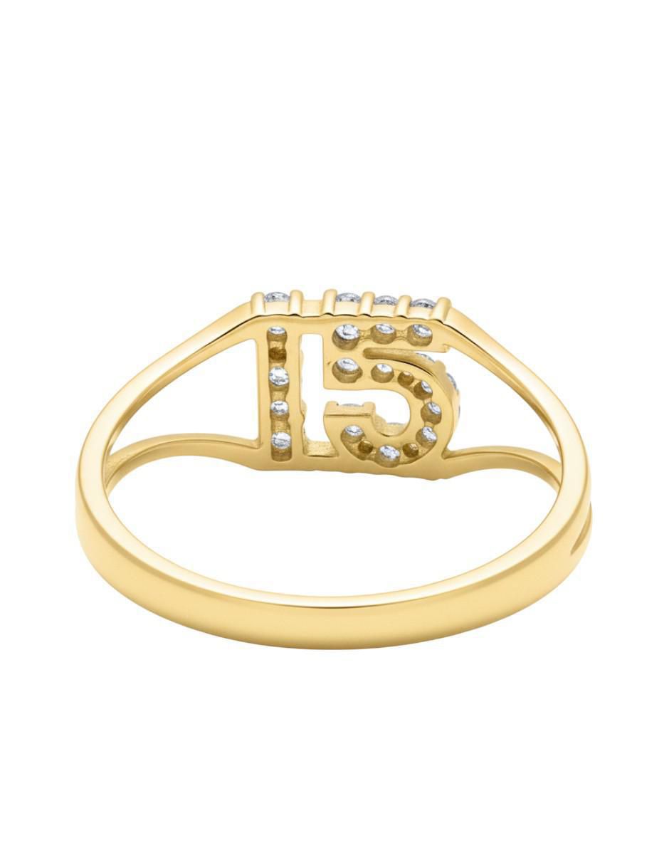 Anillo 10 k de oro zirconia brillante