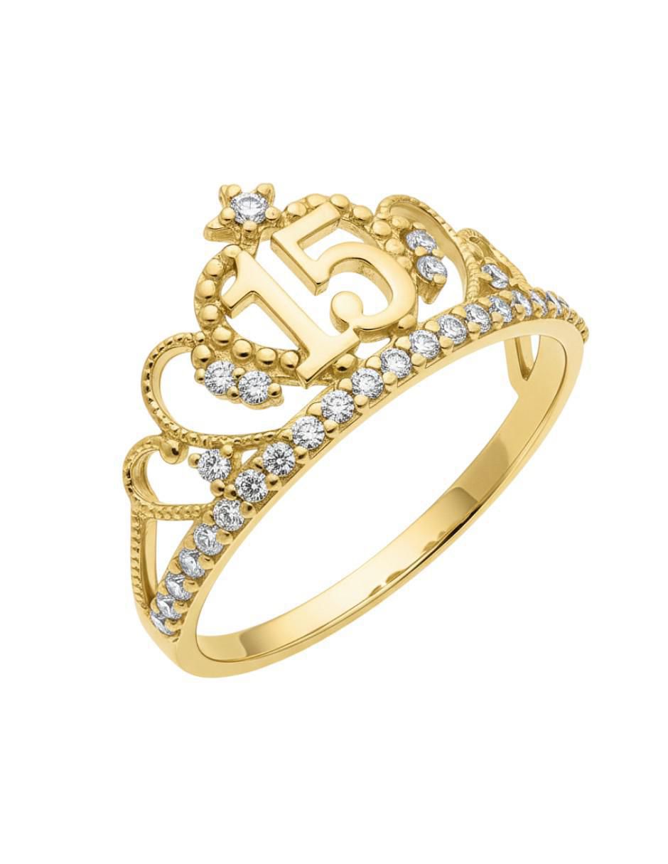 Anillo de corona 10 k de oro zirconia brillante Anillo de corona 10 k de oro zirconia brillante