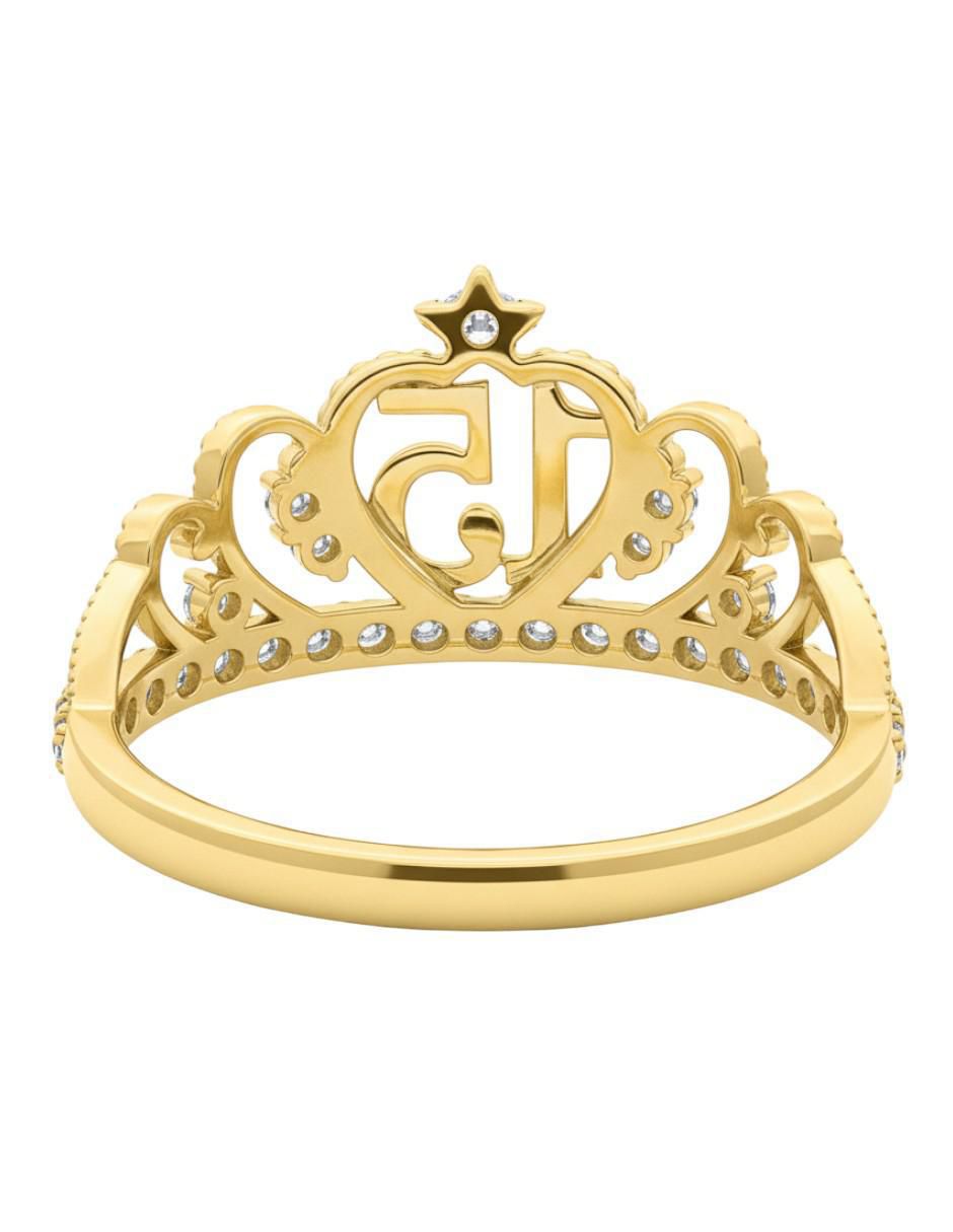 Anillo de corona 10 k de oro zirconia brillante