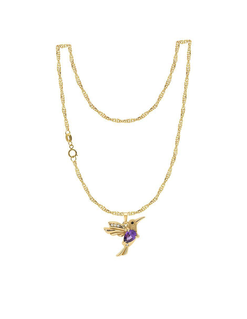 Collar con dije de colibrí de oro 10 K Collar con dije de colibrí de oro 10 K