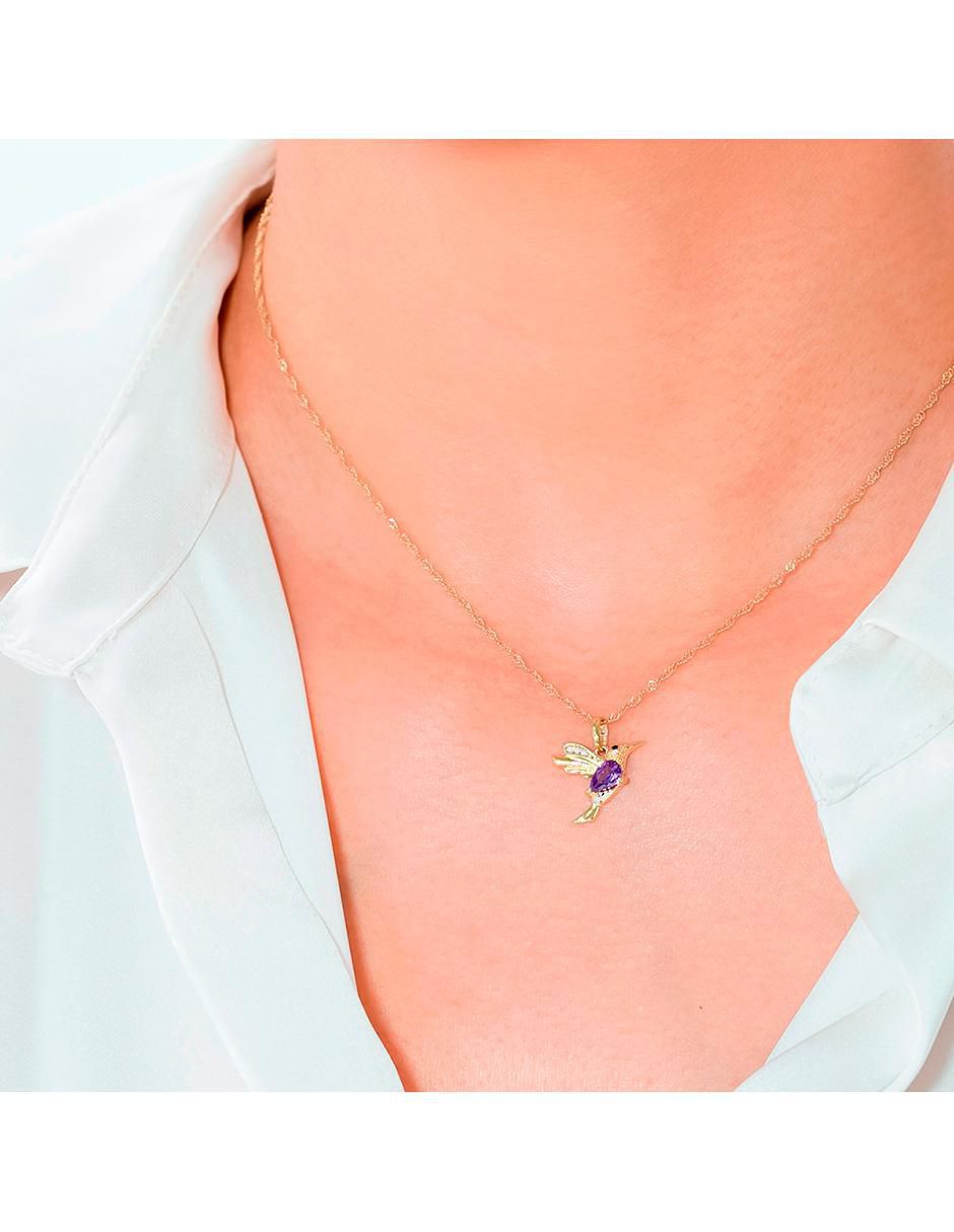 Collar con dije de colibrí de oro 10 K 5