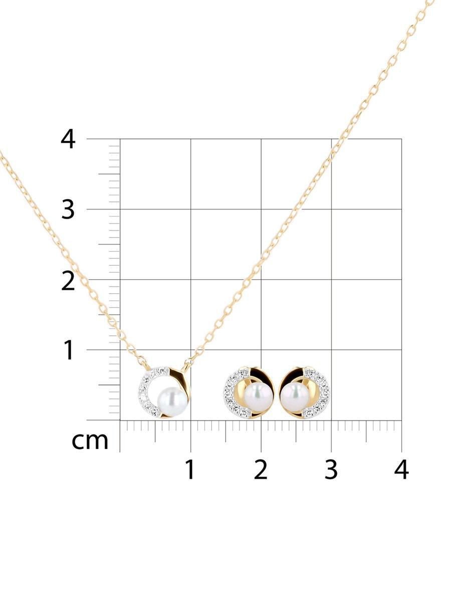 Aretes y collar circular de oro amarillo 14 k diamante 5