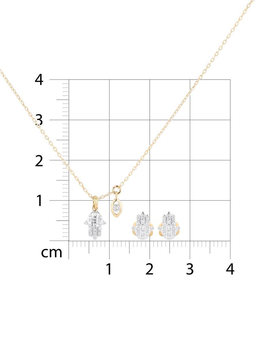 Aretes y collar de mano de oro amarillo 14 k diamante 5