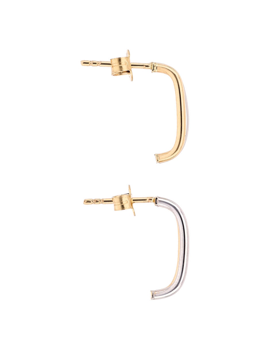 Aretes Cortos De Oro Con Acabado Brillante 3