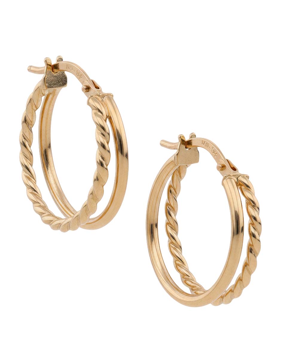 Arracadas Lusso de oro 14 K con acabado brillante