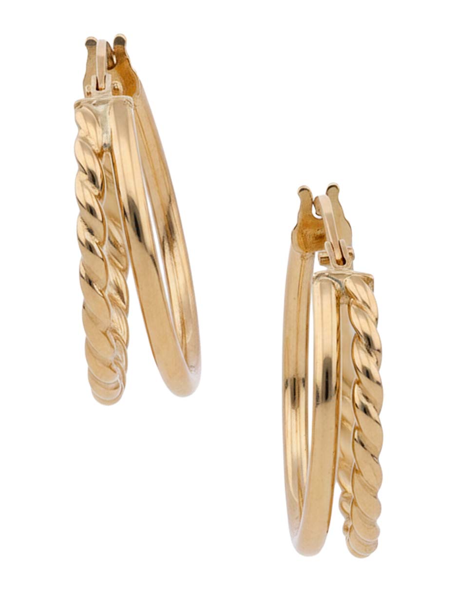 Arracadas Lusso de oro 14 K con acabado brillante