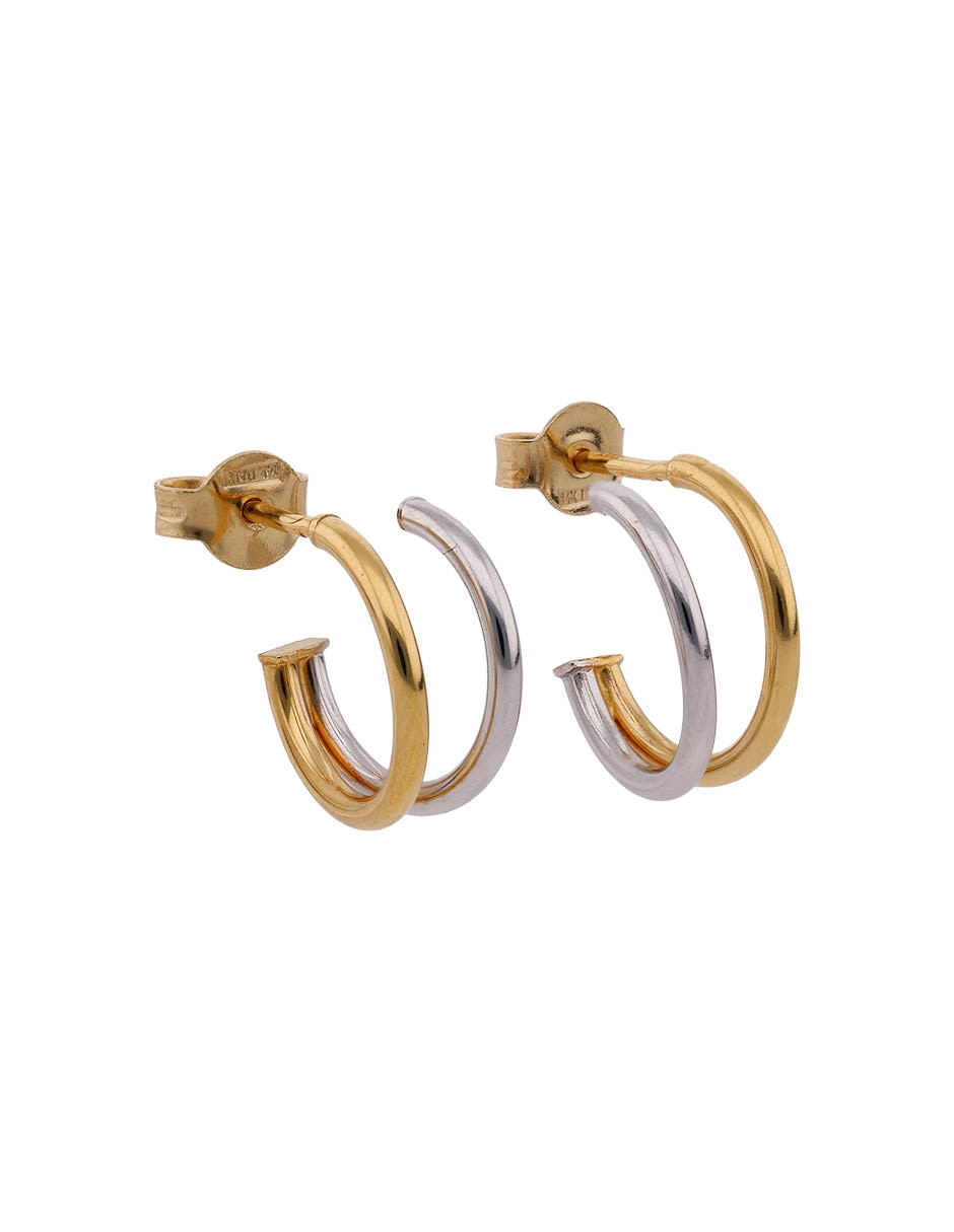 Aretes cortos de media luna Lusso de oro 14 K con acabado brillante