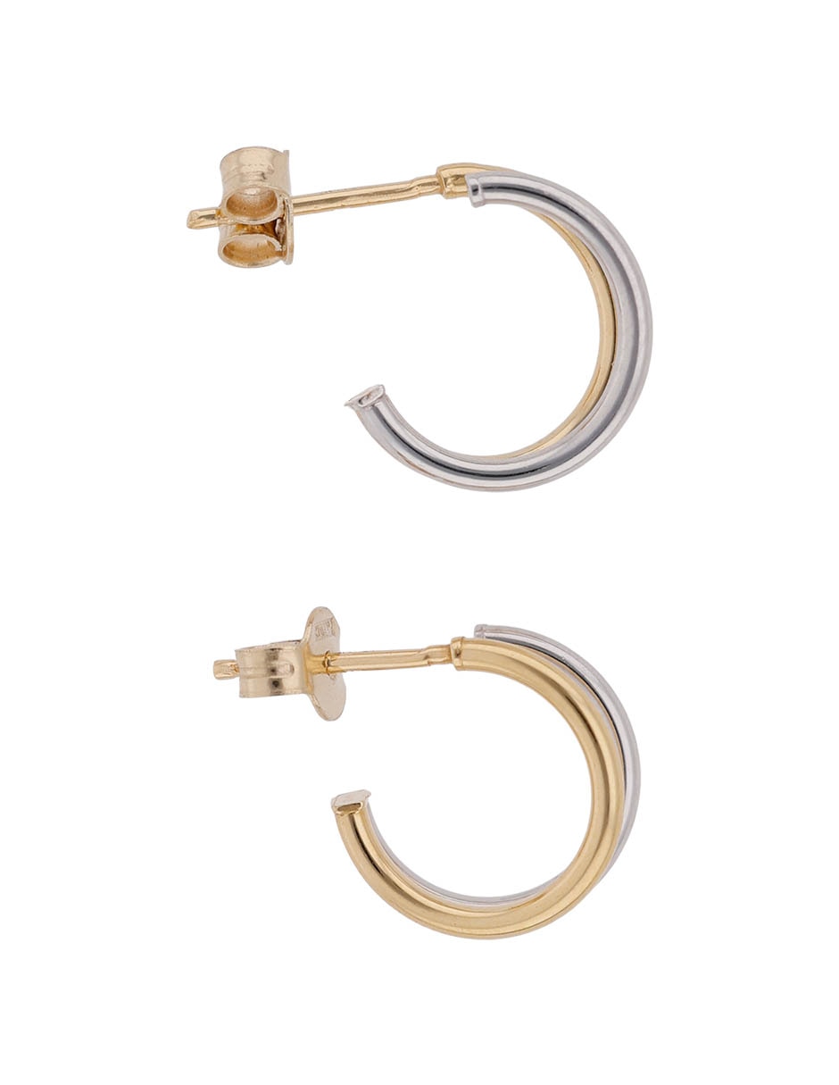Aretes cortos de media luna Lusso de oro 14 K con acabado brillante