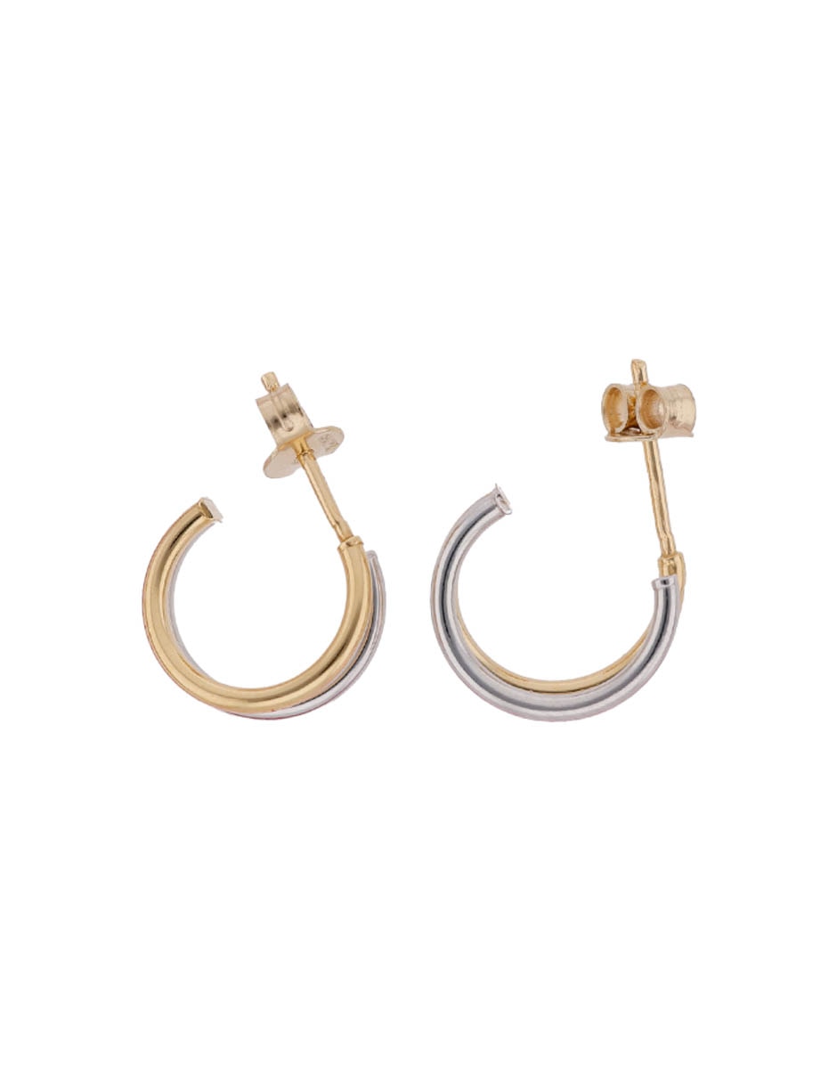 Aretes cortos de media luna Lusso de oro 14 K con acabado brillante
