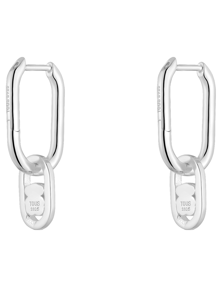 Aretes de aro oso Camille de plata P 925 con acabado brillante cuarzo rosa 3