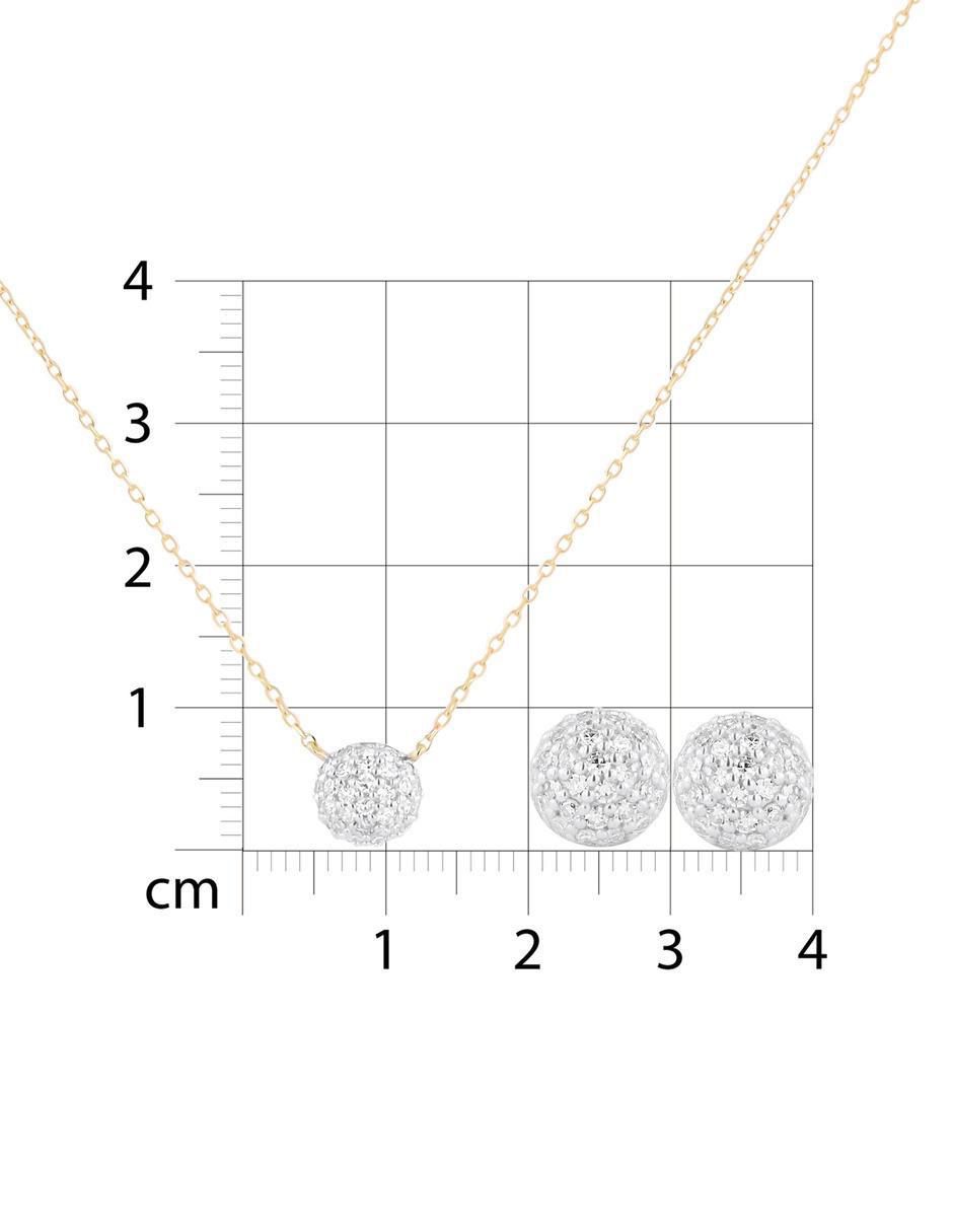 Aretes y collar redondo de oro amarillo 14 k diamante 5