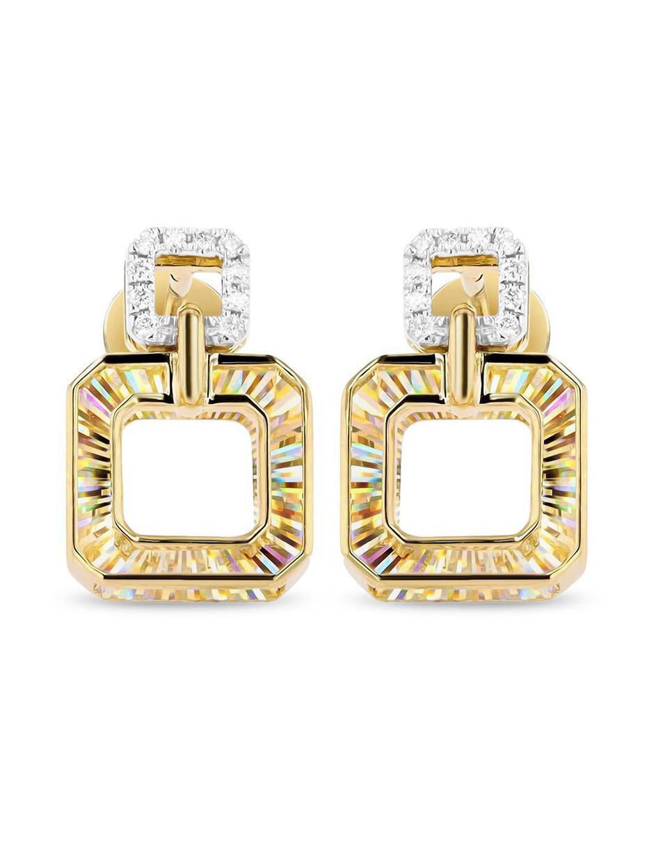 Broqueles cuadrados de oro amarillo 14 K con acabado brillante diamante Broqueles cuadrados de oro amarillo 14 K con acabado brillante diamante