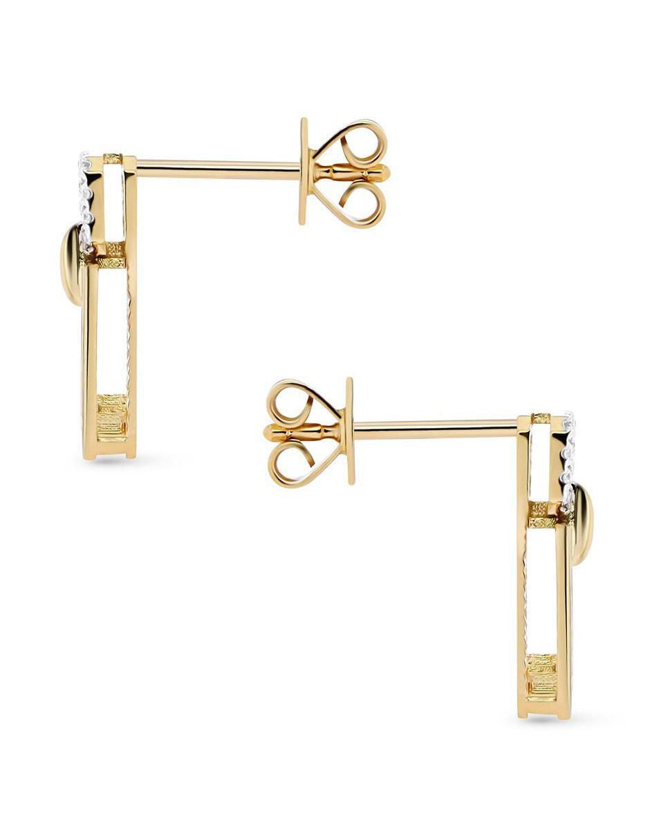 Broqueles cuadrados de oro amarillo 14 K con acabado brillante diamante 3