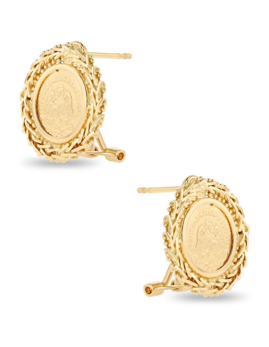 Broqueles redondos de oro amarillo 14 K con acabado brillante 2