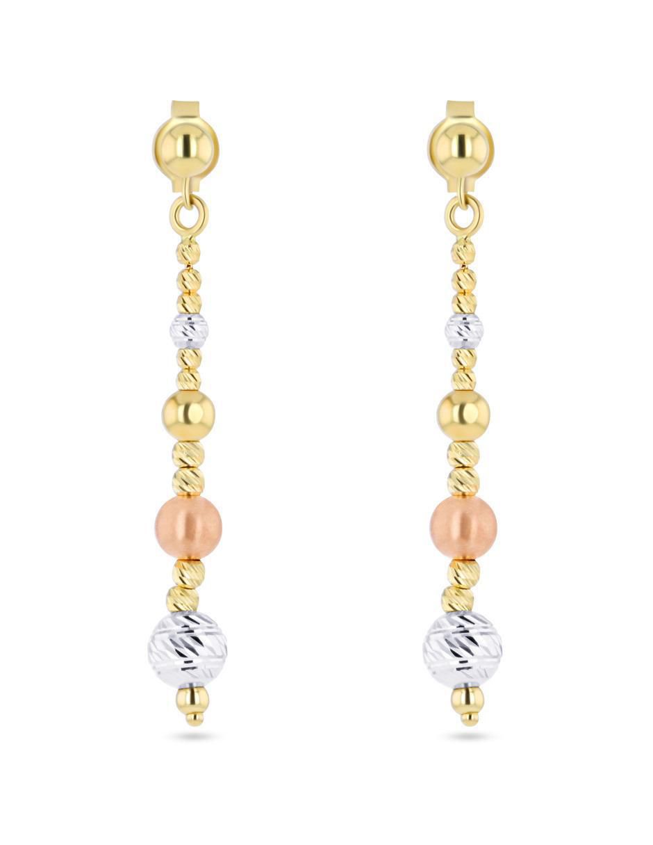 Aretes de flor de oro florentino 14 K con acabado brillante